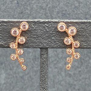 Amanda Blu Climber Earrings Cubic Zirconia Rose Gold Vine Circle BoHo Glam Bling